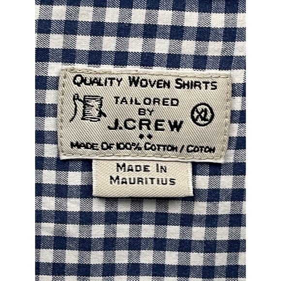 J. Crew Mens Casual Button Down Shirt XL Blue White Checkered Long Sleeve - Picture 4 of 12